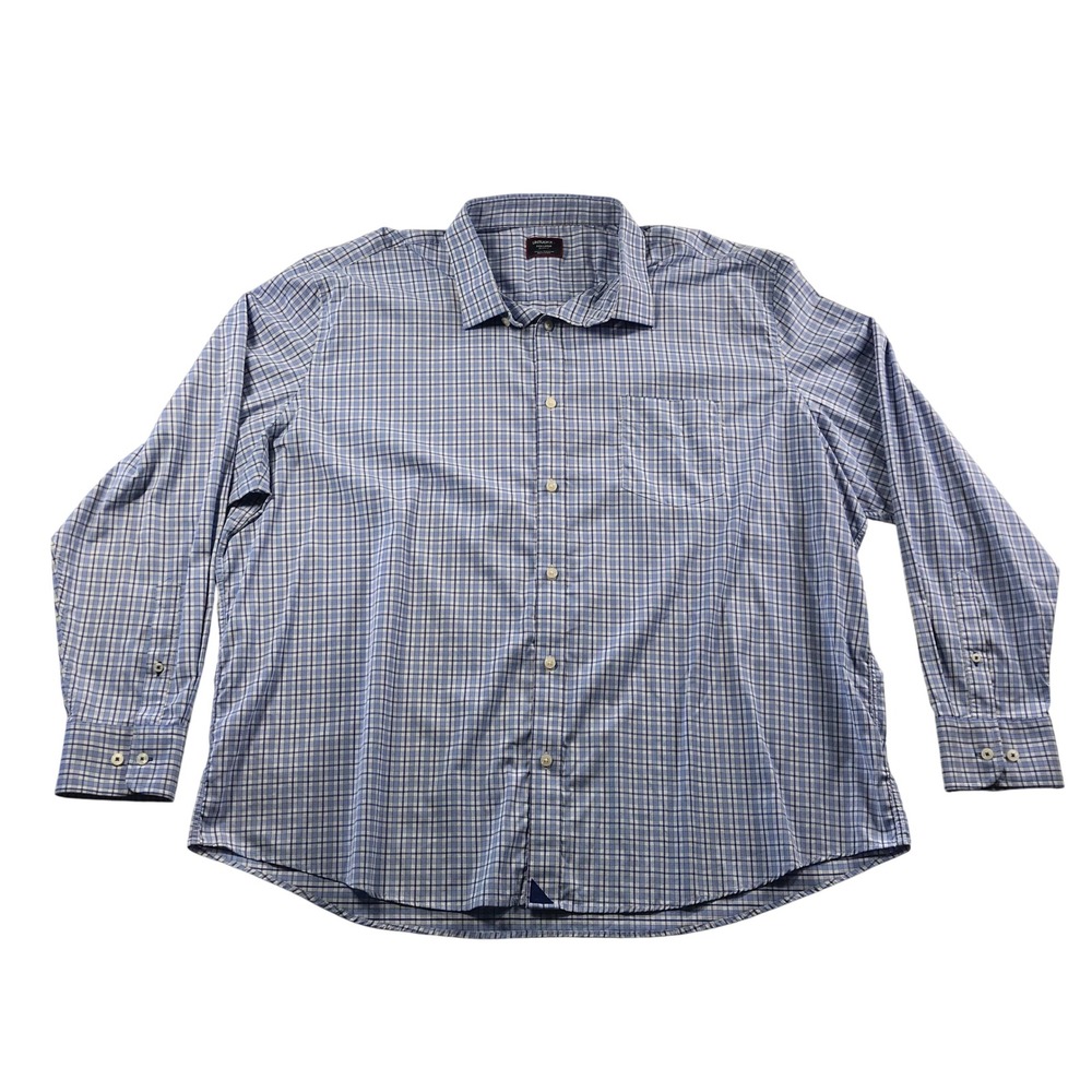 UNTUCKit Mens Kaleb Performance Check Button Down Shirt Blue 3XL Relaxed 41945